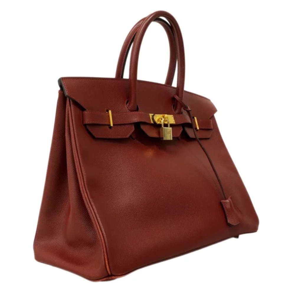 Authentic HERMES BIRKIN 35 Courchevel Rouge H burgundy leather bag - Picture 2 of 15
